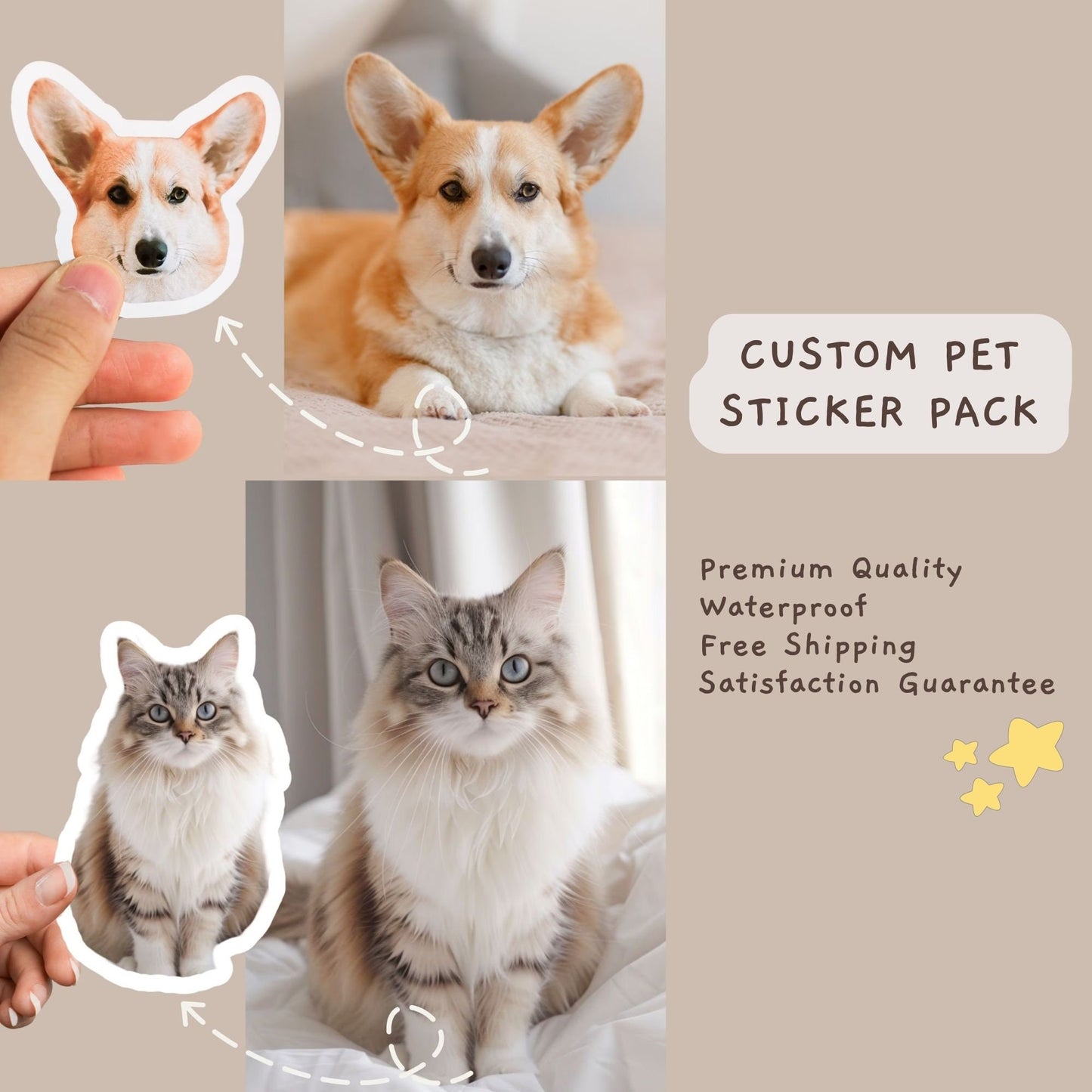 Personalized Dog Sticker, Custom Dog Polaroid Sticker, Dog Lover Sticker, Custom Pet Photo Sticker, Dog Mom Sticker, Cute Pet Lover Gifts