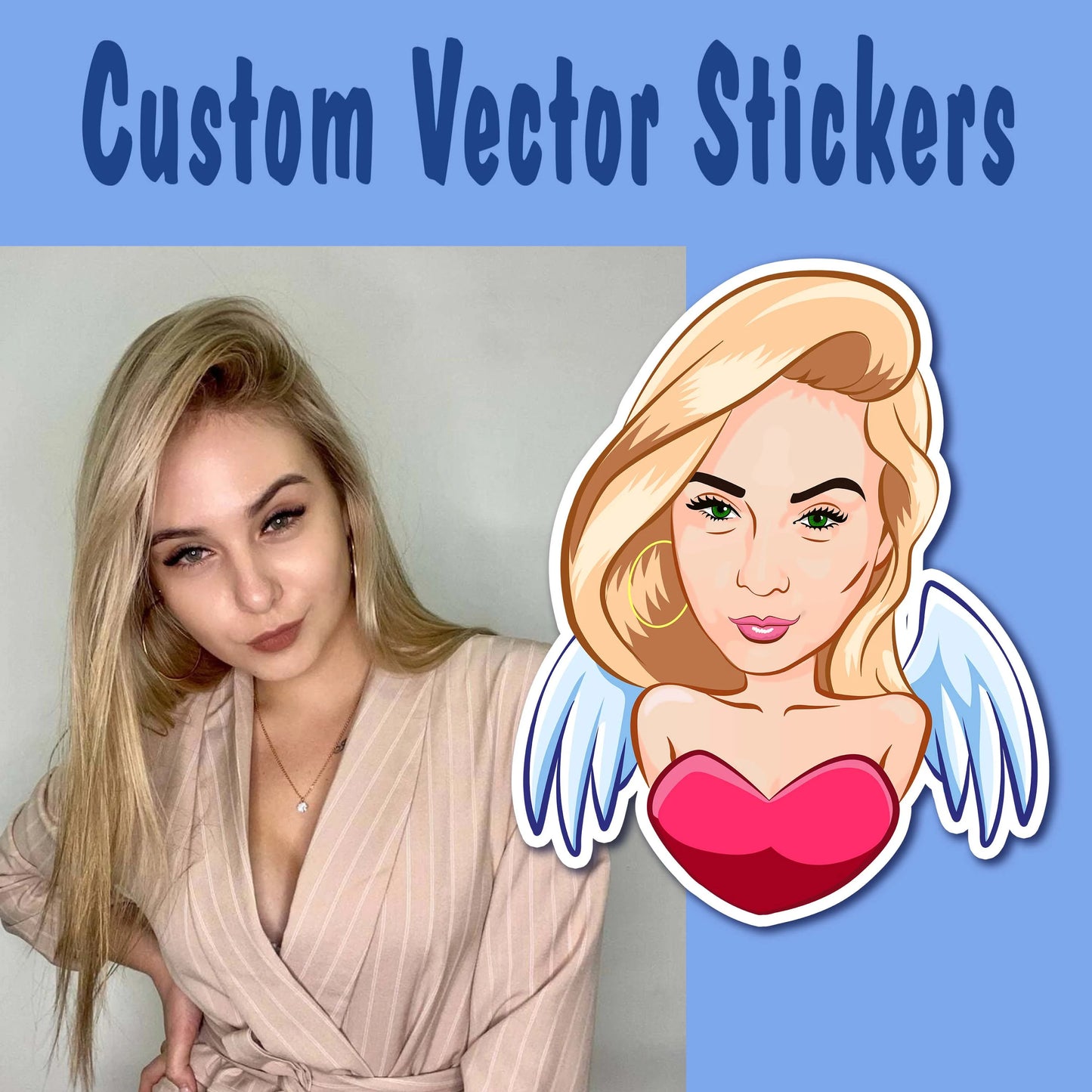 Personalized Stickers _ Matte or Glossy _ Minimal _ Custom Drawing Portrait Sticker _ Digital Illustration _ Picture Decal _ Photo Sticker