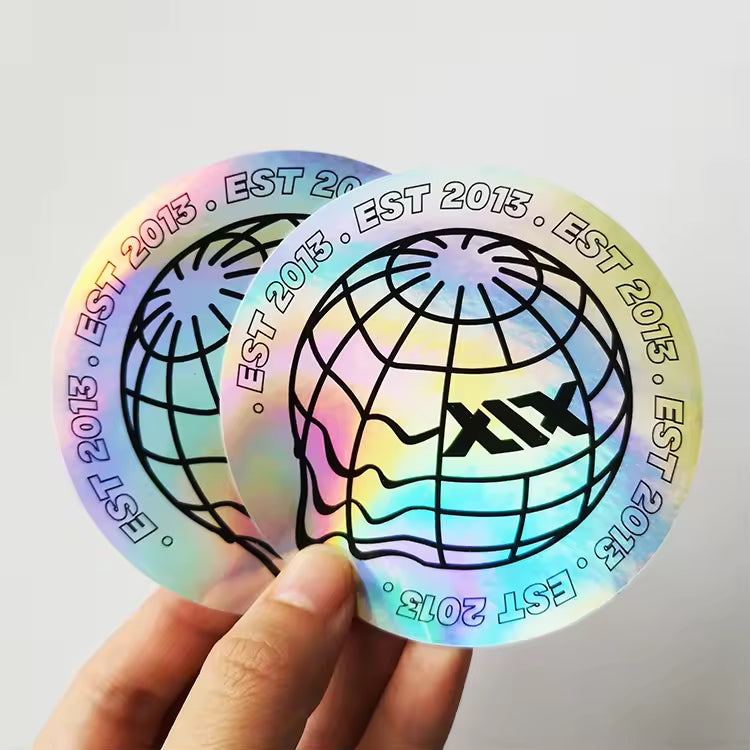 UV Resist Waterproof Shiny Silver Laser Hologram Sticker Label Custom Logo Die Cut Glitter Holographic Sticker Label