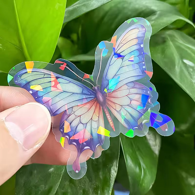 Custom Design Hologram Glitter Film Logo Self Adhesive Waterproof PVC Transparent Clear Cartoon Die Cut Sticker