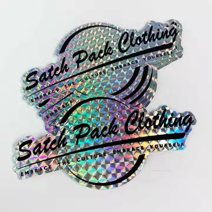 UV Resist Waterproof Shiny Silver Laser Hologram Sticker Label Custom Logo Die Cut Glitter Holographic Sticker Label