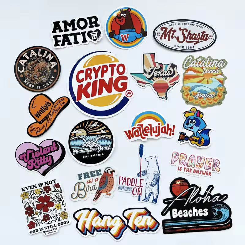 UV Resist Weatherproof Durable Self-Adhesive Label Printing Waterproof PVC Vinyl Sticker Die Cut Company Logo Custom Stickers