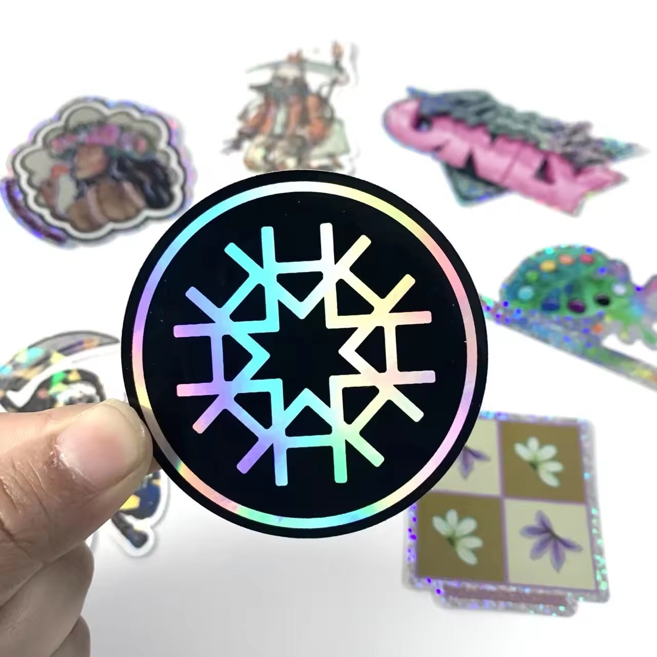 Popular High Quality Colorful Waterproof Die Cut Hologram Label Diamond Sticker Holographic Glitter Sticker