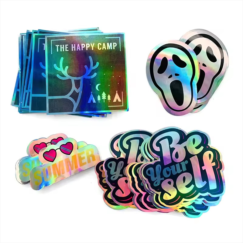 Autocollants en PVC auto-adhésifs personnalisés, autocollants en vinyle découpés, impression imperméable, logo de dessin animé mignon, autocollants personnalisés