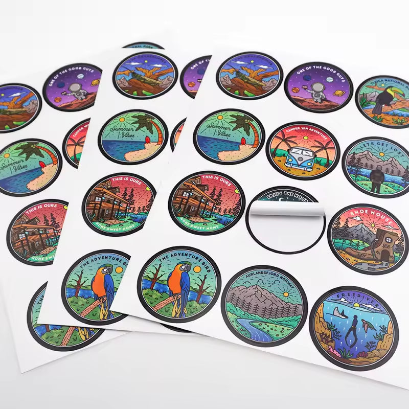 Autocollants en PVC auto-adhésifs personnalisés, autocollants en vinyle découpés, impression imperméable, logo de dessin animé mignon, autocollants personnalisés