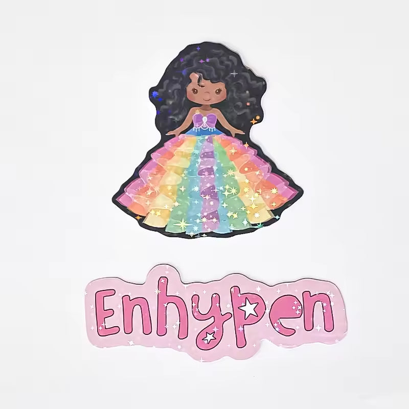 Custom Design Hologram Glitter Film Logo Self Adhesive Waterproof PVC Transparent Clear Cartoon Die Cut Sticker