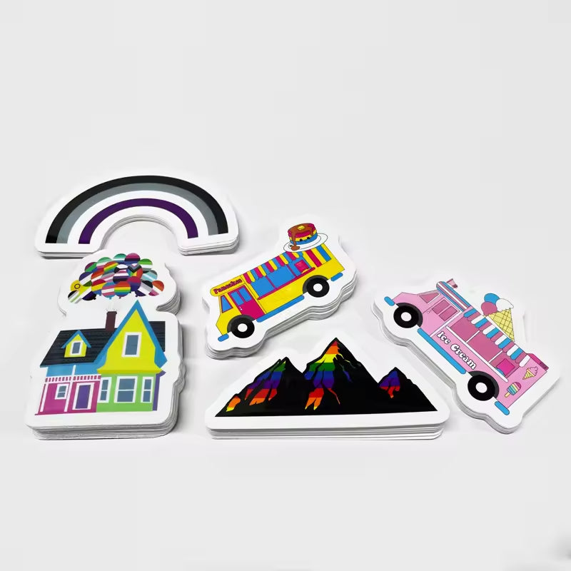 Autocollants en PVC auto-adhésifs personnalisés, autocollants en vinyle découpés, impression imperméable, logo de dessin animé mignon, autocollants personnalisés