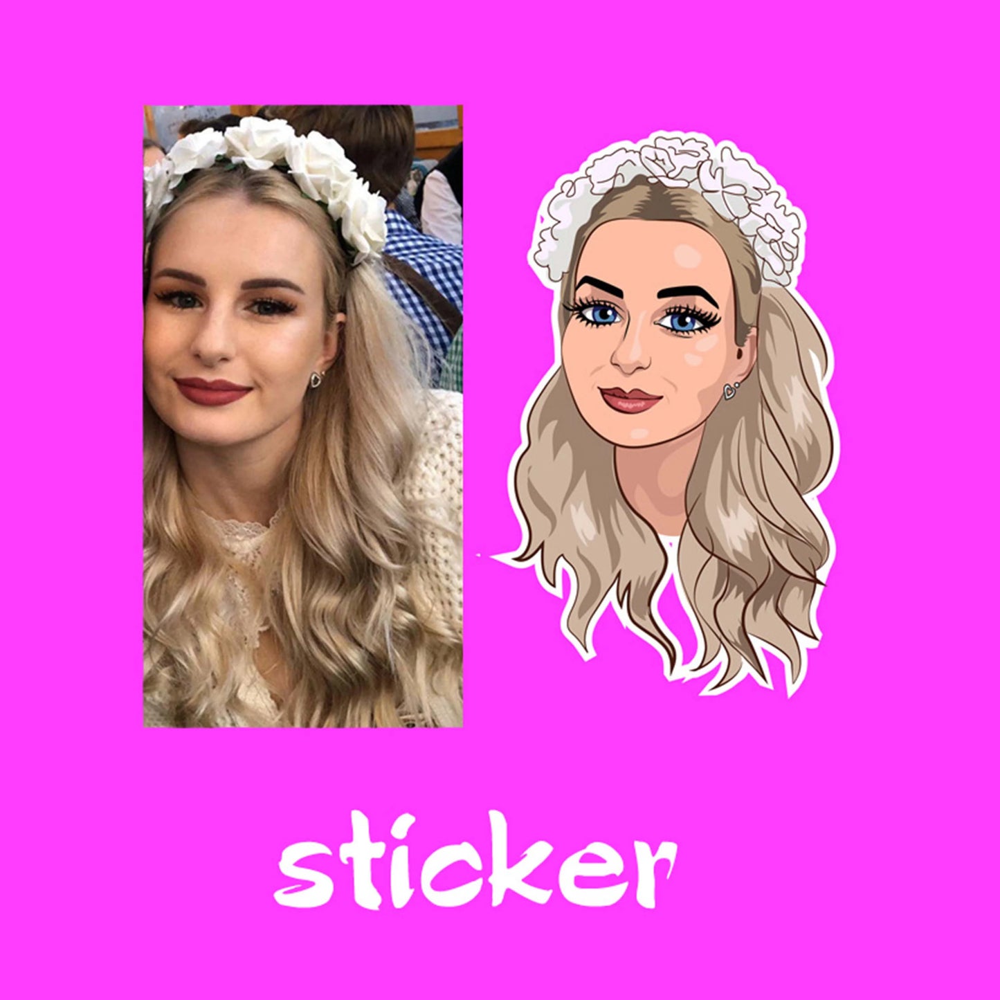 Personalized Stickers _ Matte or Glossy _ Minimal _ Custom Drawing Portrait Sticker _ Digital Illustration _ Picture Decal _ Photo Sticker