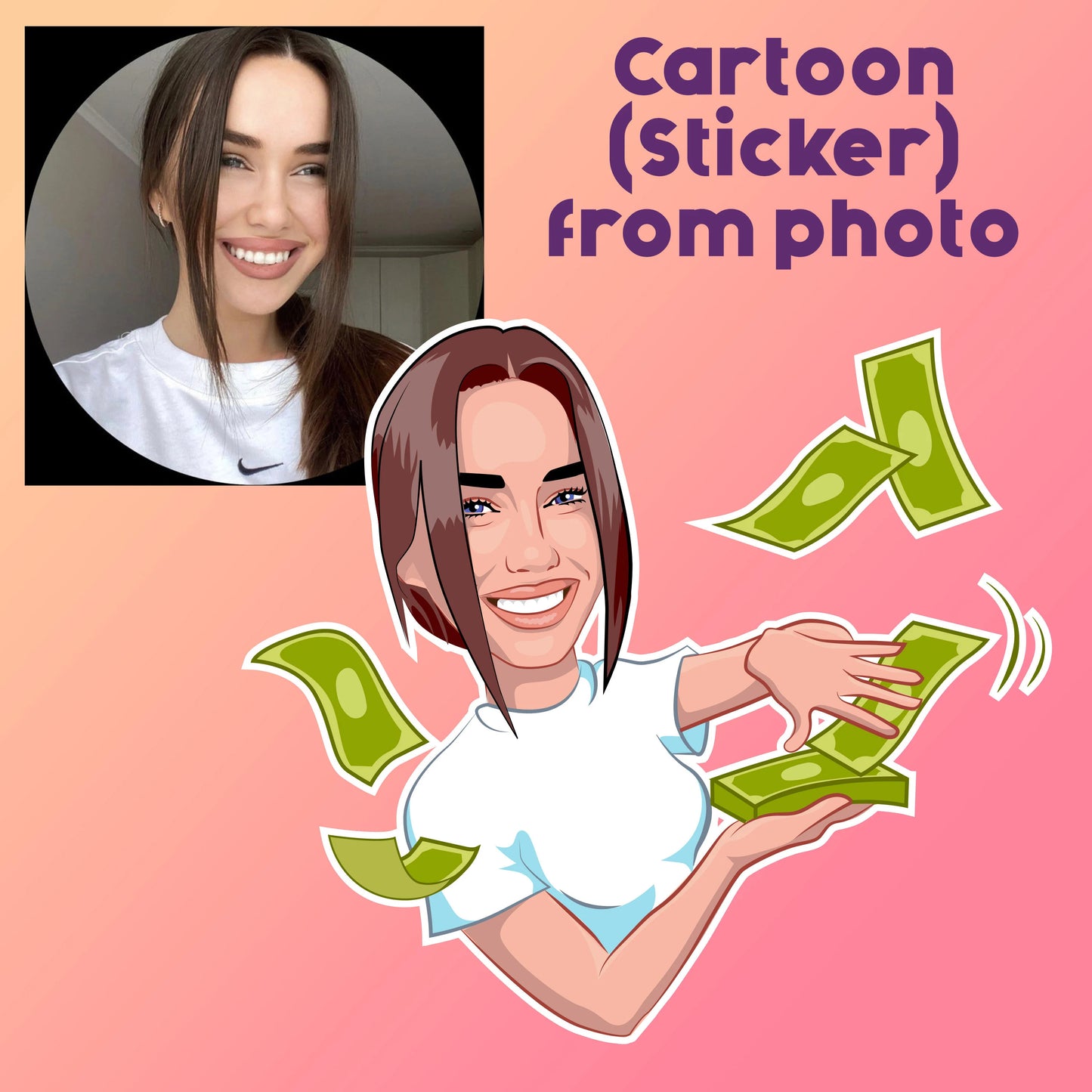Personalized Stickers _ Matte or Glossy _ Minimal _ Custom Drawing Portrait Sticker _ Digital Illustration _ Picture Decal _ Photo Sticker