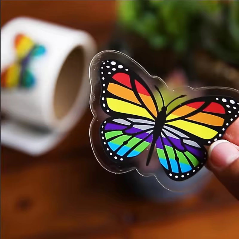 Custom Design Hologram Glitter Film Logo Self Adhesive Waterproof PVC Transparent Clear Cartoon Die Cut Sticker