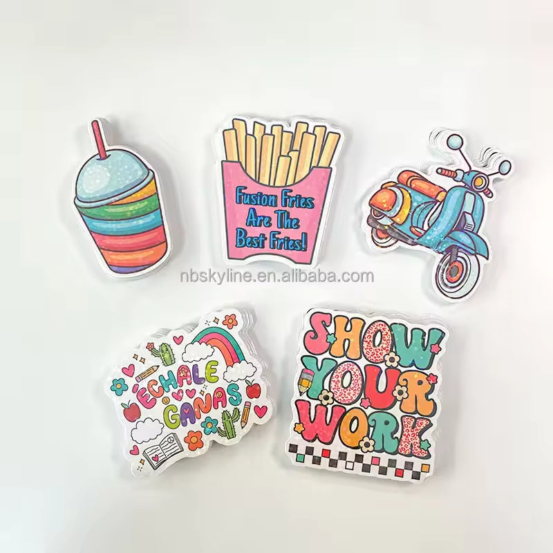 Autocollants en PVC auto-adhésifs personnalisés, autocollants en vinyle découpés, impression imperméable, logo de dessin animé mignon, autocollants personnalisés