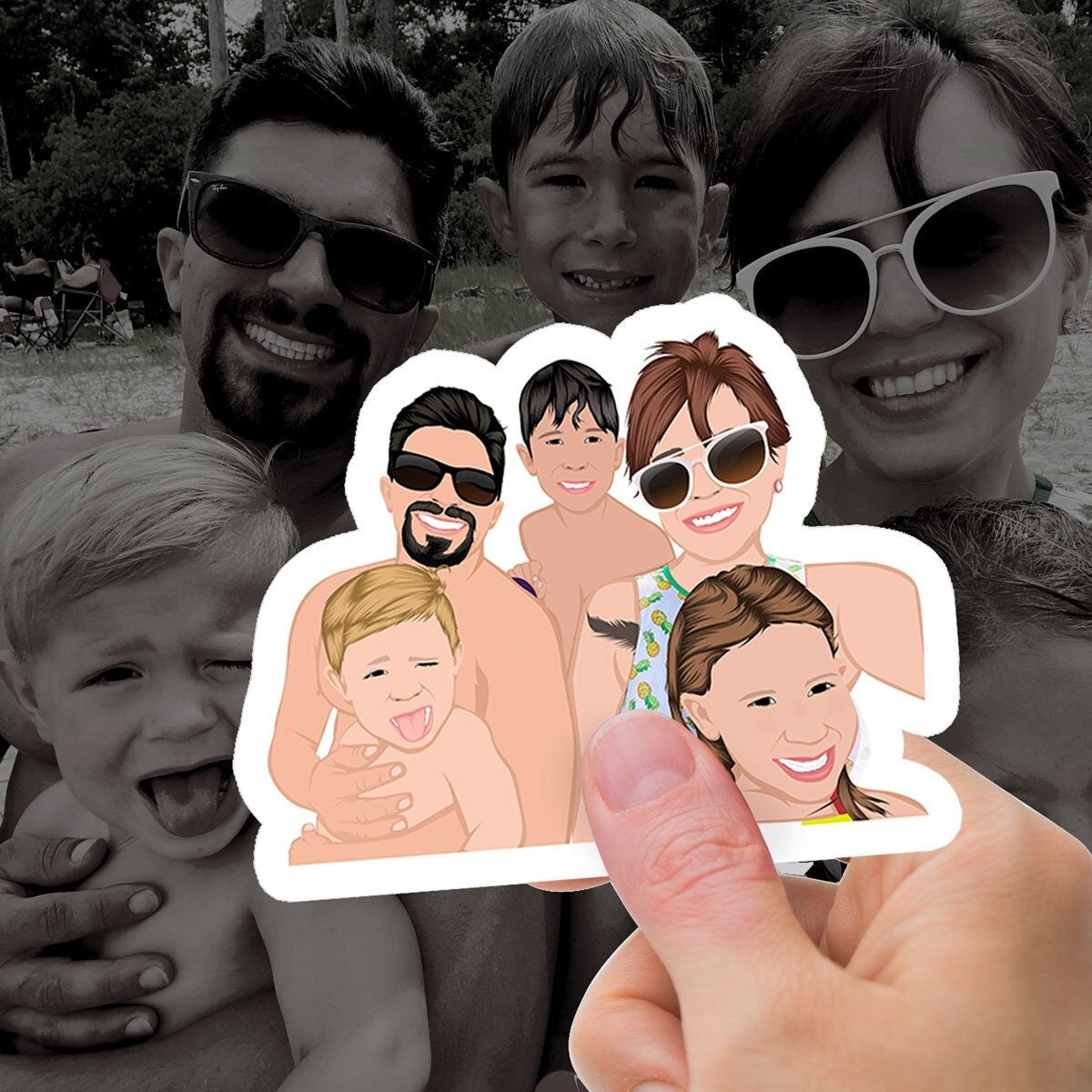 ART CARTOON Photo Printed Vinyl Decal Sticker, CUSTOM Photo Cartoon Portrait High Quality, Your Photo to Cartoon Vinyl Decal Sticker