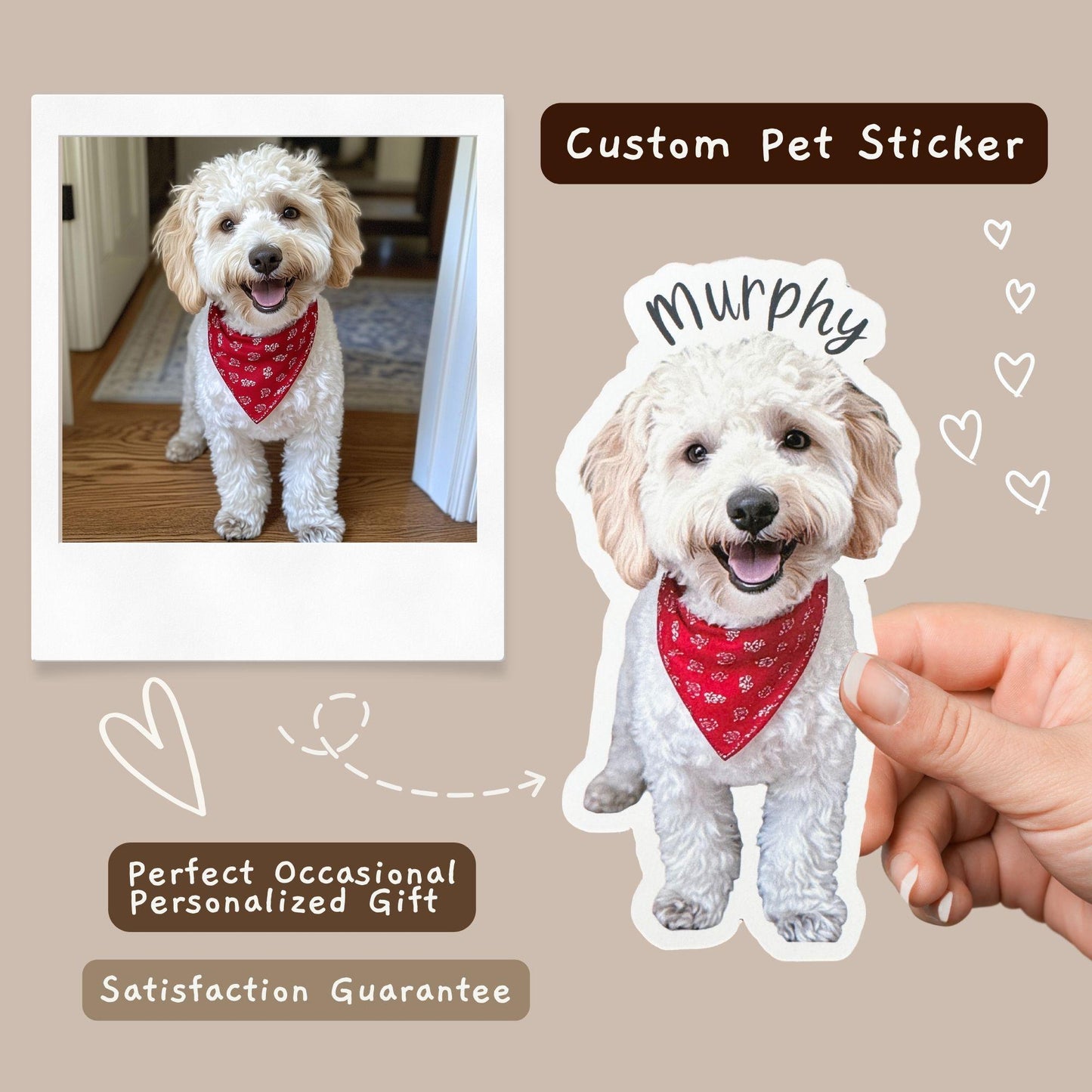 Personalized Dog Sticker, Custom Dog Polaroid Sticker, Dog Lover Sticker, Custom Pet Photo Sticker, Dog Mom Sticker, Cute Pet Lover Gifts