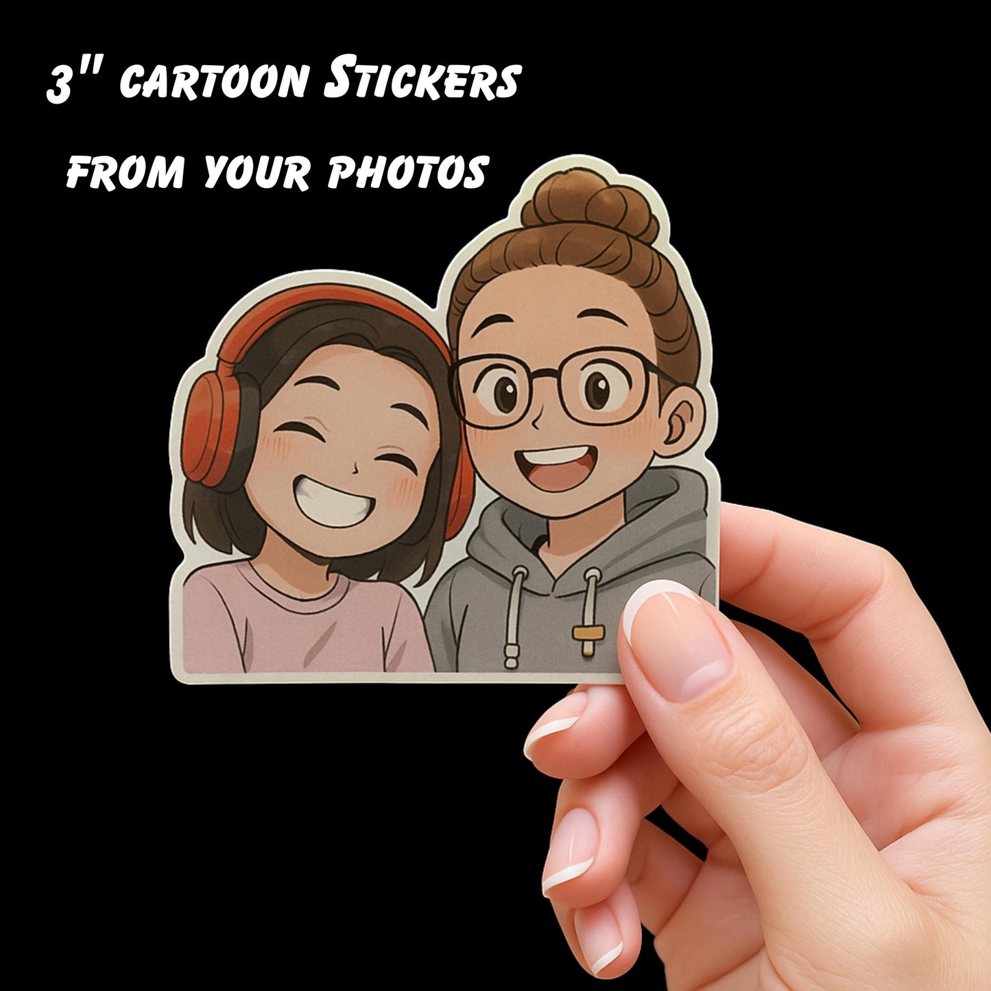 ART CARTOON Photo Printed Vinyl Decal Sticker, CUSTOM Photo Cartoon Portrait High Quality, Your Photo to Cartoon Vinyl Decal Sticker
