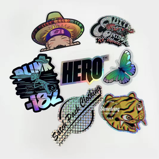 UV Resist Waterproof Shiny Silver Laser Hologram Sticker Label Custom Logo Die Cut Glitter Holographic Sticker Label