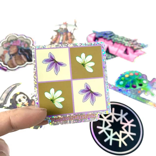 Popular High Quality Colorful Waterproof Die Cut Hologram Label Diamond Sticker Holographic Glitter Sticker