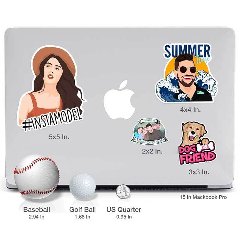 Venta al por mayor de pegatinas autoadhesivas de PVC, pegatinas de vinilo troqueladas personalizadas, impresión impermeable, pegatinas con logotipos de dibujos animados lindos, personalizadas. 
