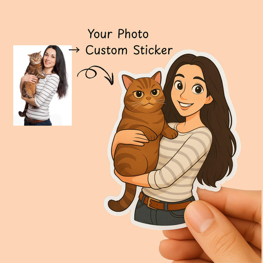 ART CARTOON Photo Printed Vinyl Decal Sticker, CUSTOM Photo Cartoon Portrait High Quality, Your Photo to Cartoon Vinyl Decal Sticker